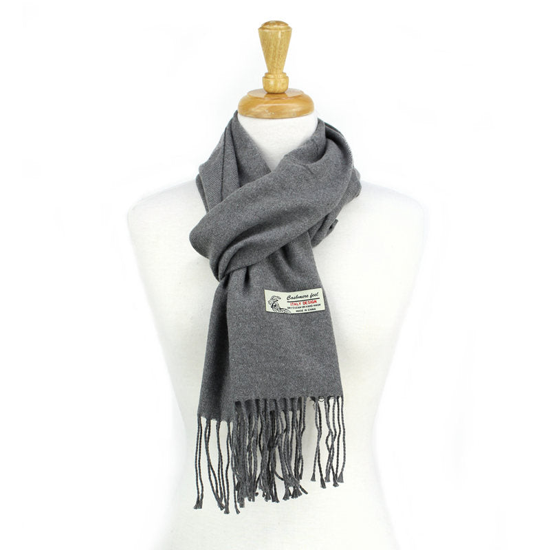 Solid Color Cashmere Feel Scarf 12-pack Grey CM19-27