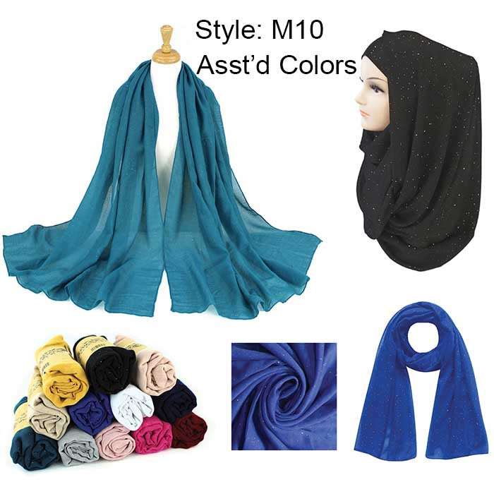 12 Pack Women Long Lightweight Sparkle Gold Glitter Sarong M10