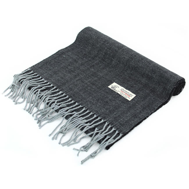 Herringbone Cashmere Feel Scarf 12-pack Dark Grey CM04-4