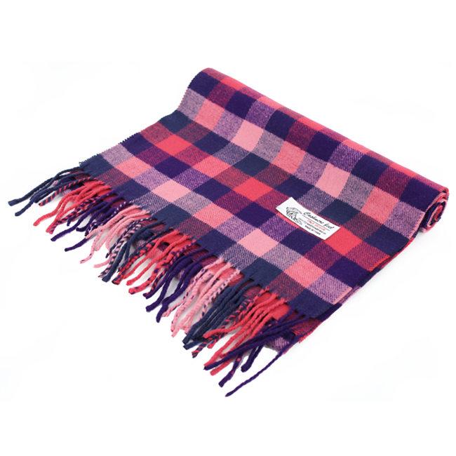 Small Checkers Cashmere Feel Scarf 12-pack Multi Pink CM03-1