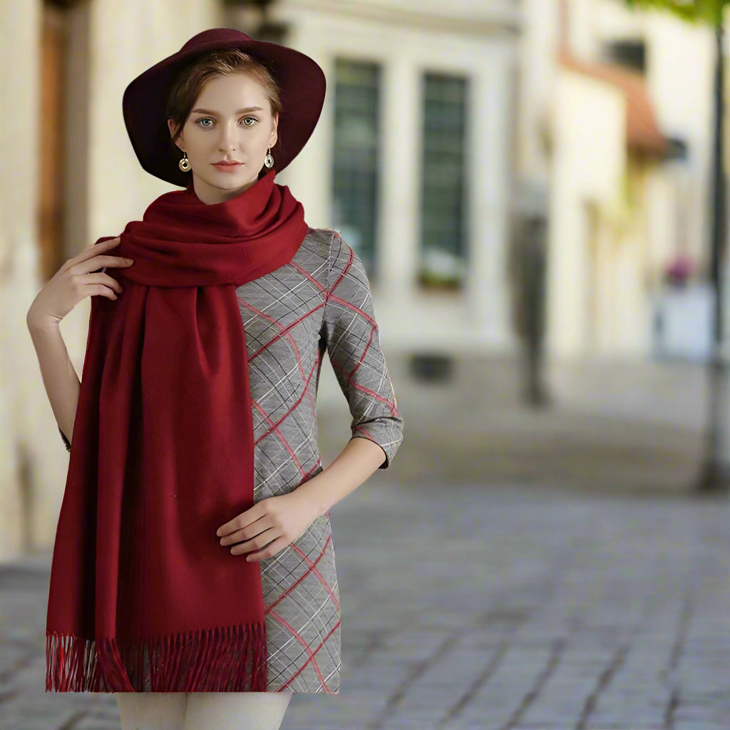 Large Cashmere Feel Scarf Shawls Solid Colors