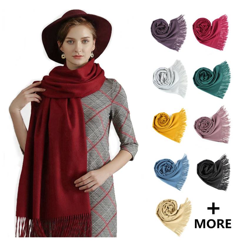 Large Cashmere Feel Scarf Shawls Solid Colors Winter Scarf