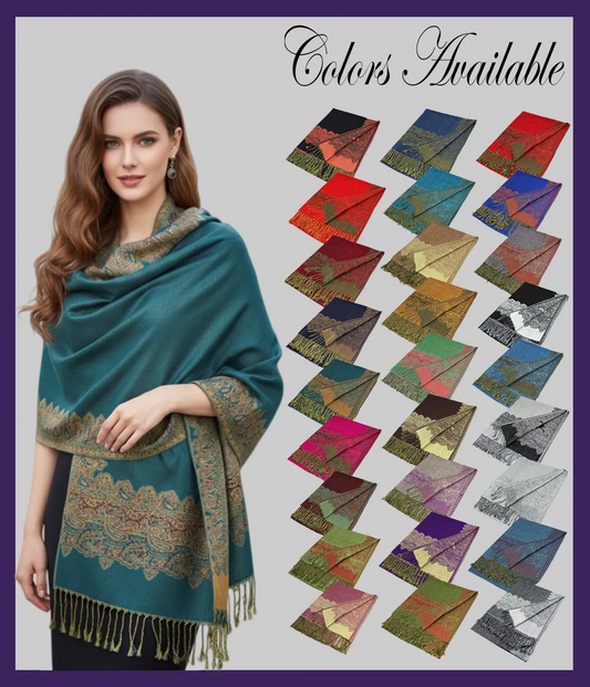 Border Pashmina Scarf Shawls