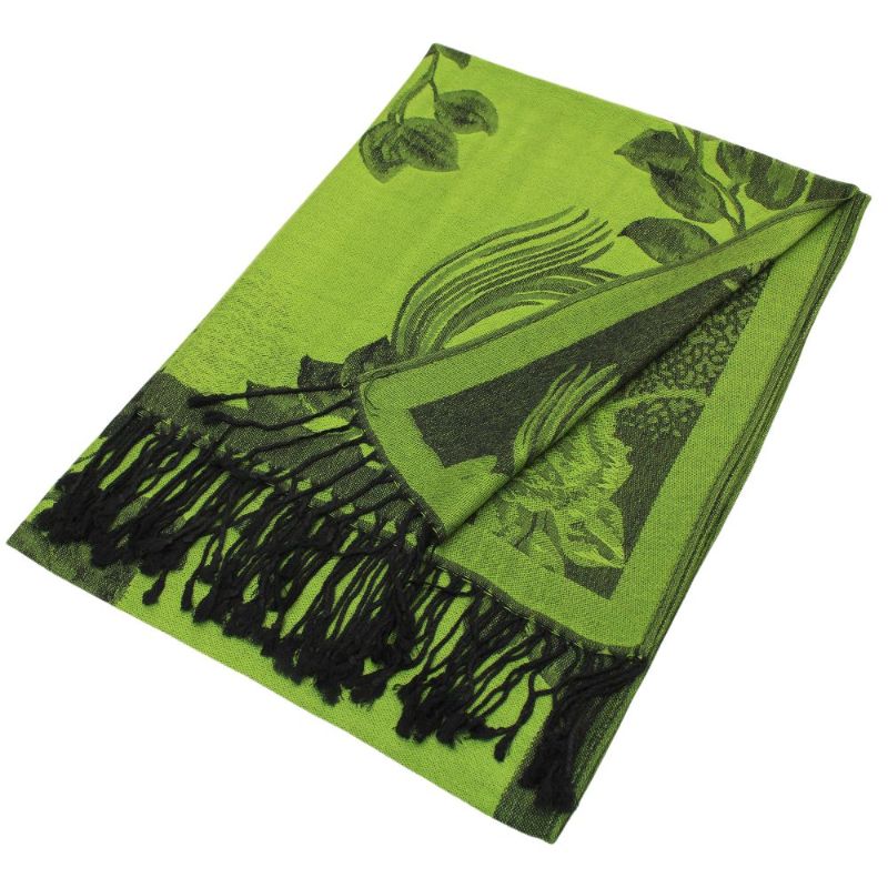 Rose Floral Pashmina Reversible Scarf Shawls 022