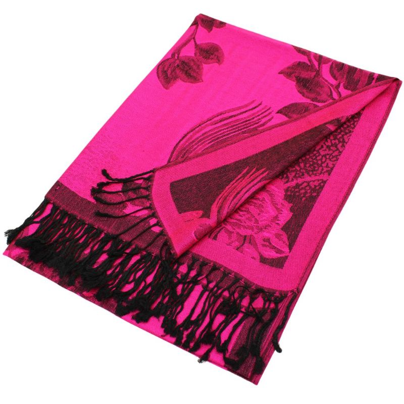 Rose Floral Pashmina Reversible Scarf Shawls 022