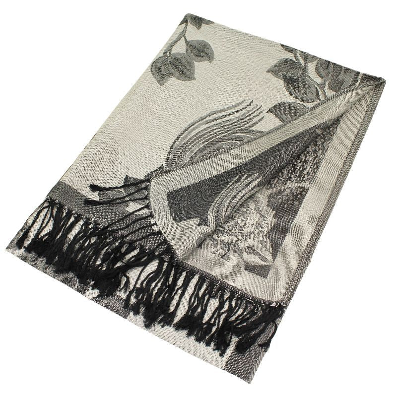 Rose Floral Pashmina Reversible Scarf Shawls 022