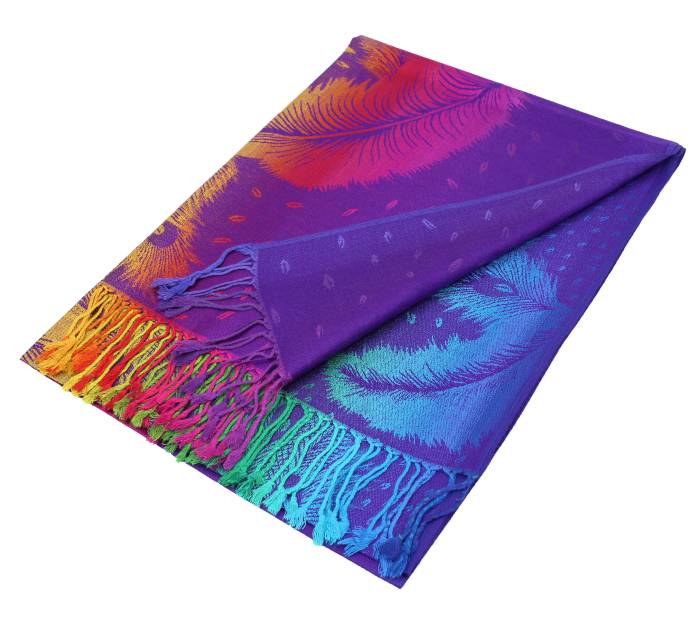Colorful Peacock Feathers Pashmina Scarf Shawls