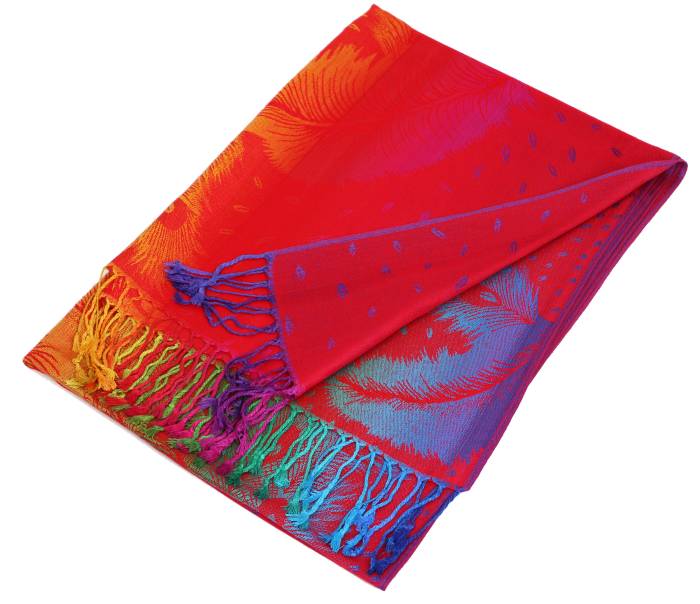 Colorful Peacock Feathers Pashmina Scarf Shawls