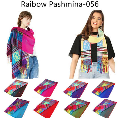 12-Pack Pashmina  Colorful  Shawsl Assorted Colors 056