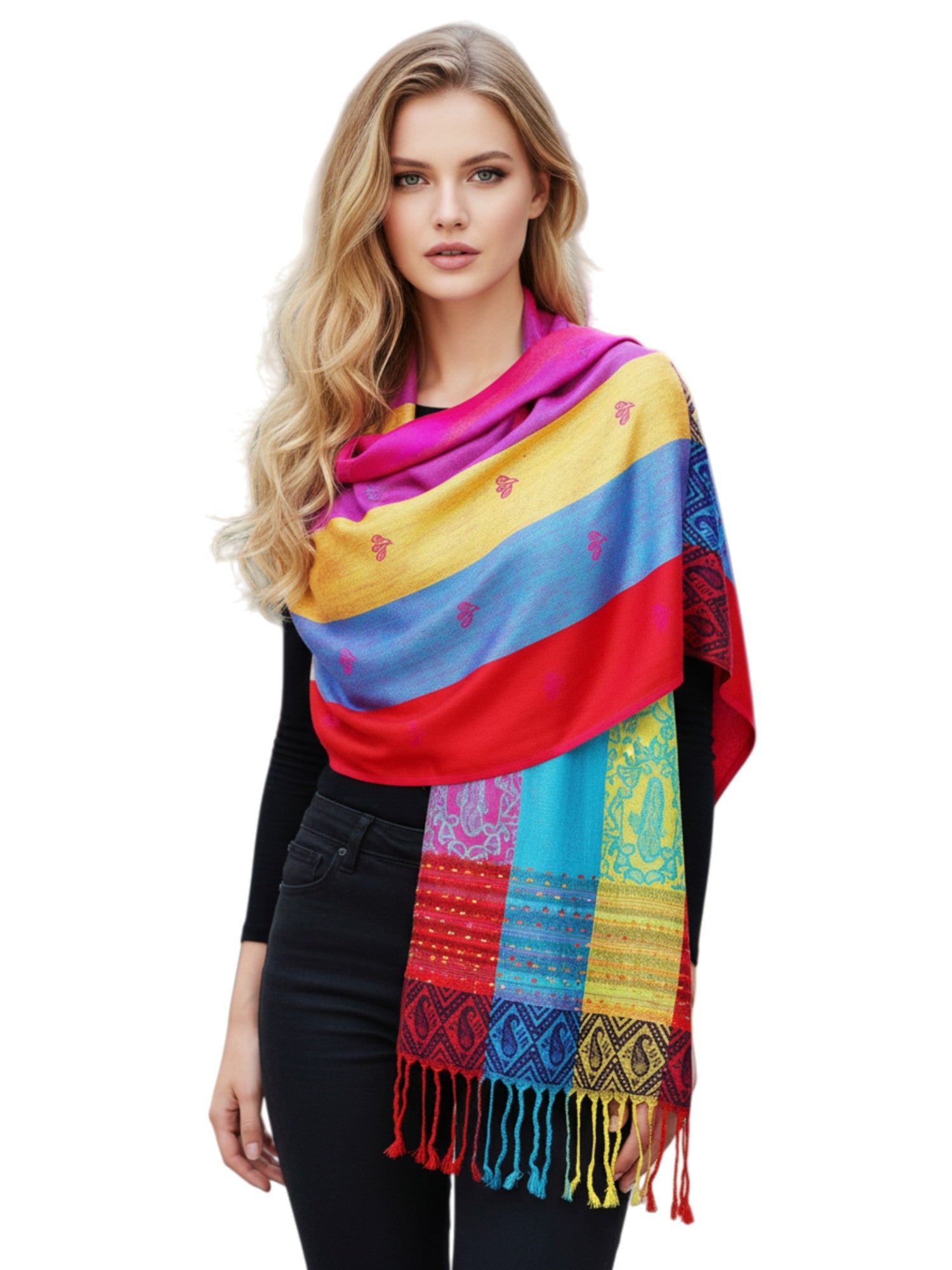 Rainbow Multi Colors Pashmina Scarf Shawls