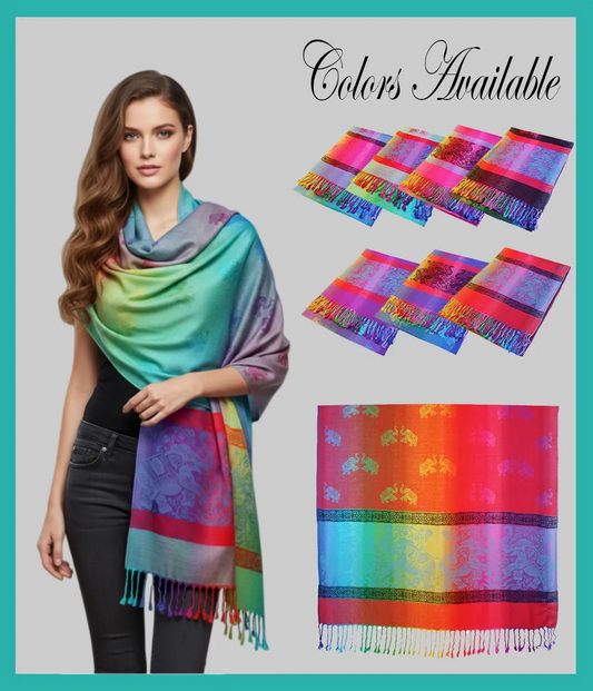 Elephants Colorful Pashmina Scarf Shawls