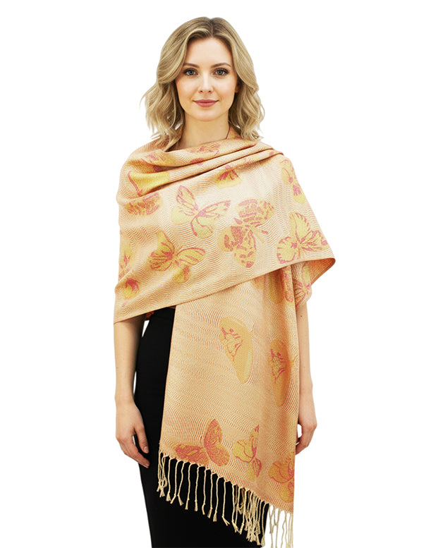 Metallic Butterfly Pashmina Scarf Shawls
