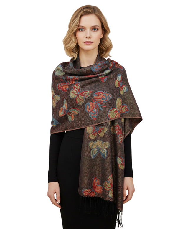 Metallic Butterfly Pashmina Scarf Shawls