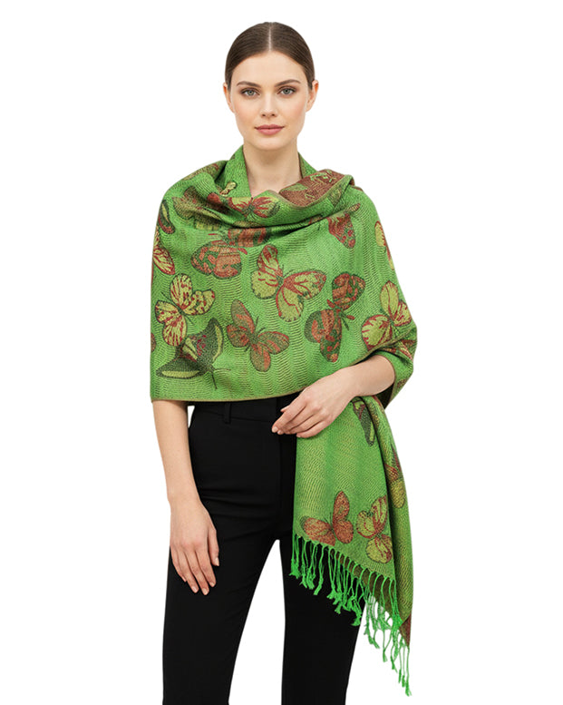 Metallic Butterfly Pashmina Scarf Shawls