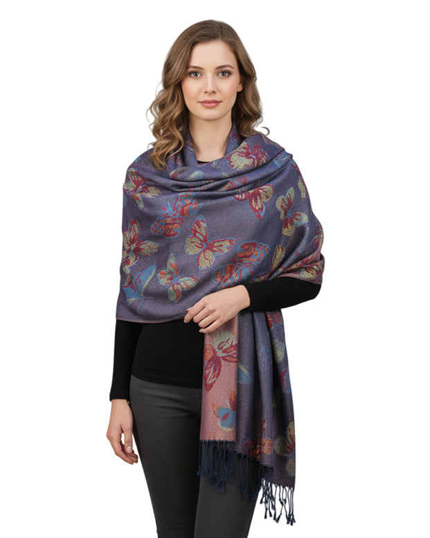 Metallic Butterfly Pashmina Scarf Shawls