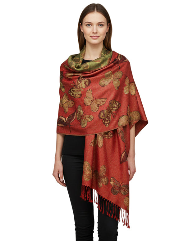 Metallic Butterfly Pashmina Scarf Shawls