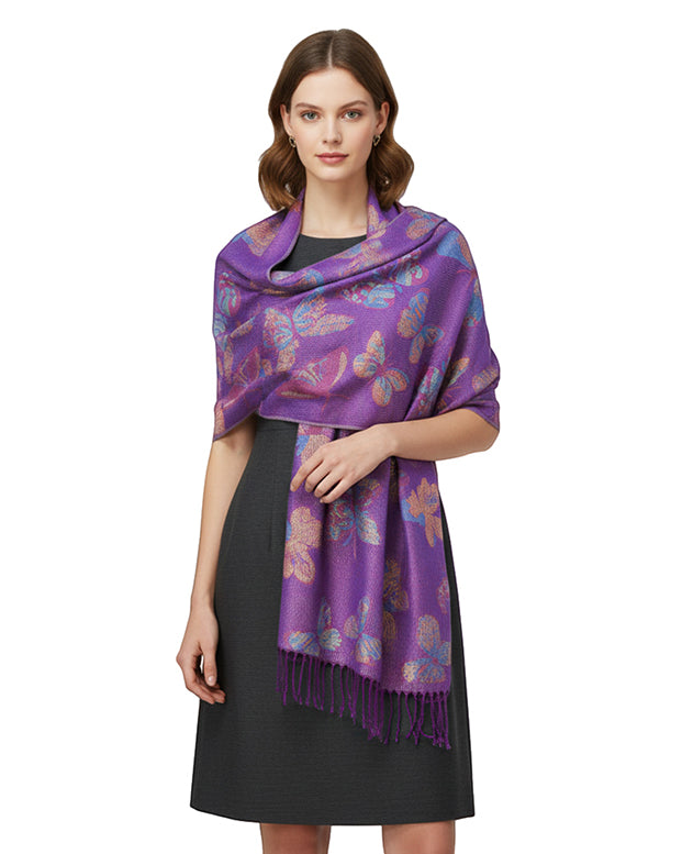 Metallic Butterfly Pashmina Scarf Shawls