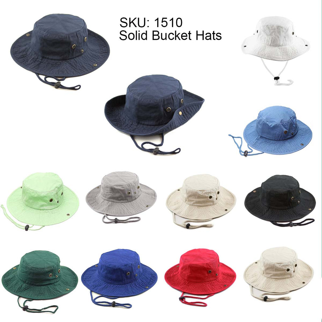 100% Cotton Solid Safari Bucket hats Foldable Unisex