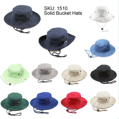 100% Cotton Solid Safari Bucket hats Foldable Unisex