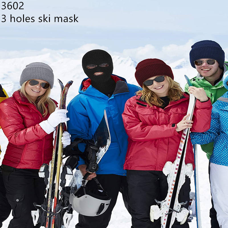 12-pack Wholesale 3-Hole Knitted Ski Mask Beanie Hat #3602