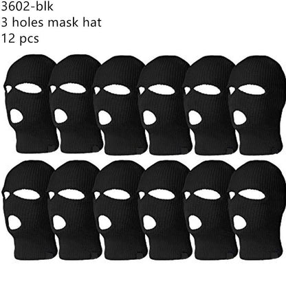12-pack Wholesale 3-Hole Knitted Ski Mask Beanie Hat #3602