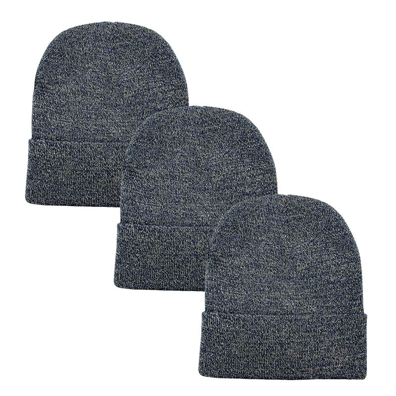 3pack Wholesale Unisex Winter Beanie Hat 3 TONES #3655