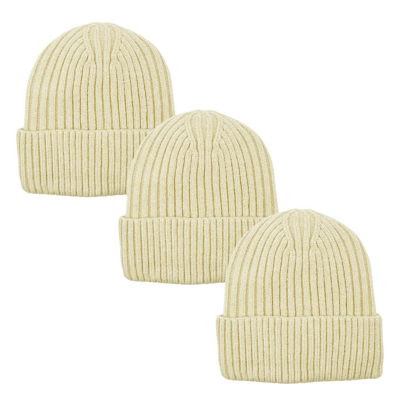 3pack Wholesale Unisex Winter Beanie Hat Fur Lining #3657