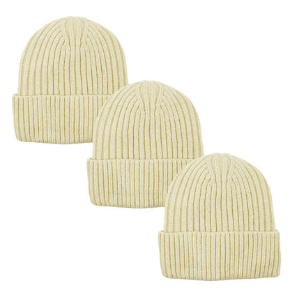 3pack Wholesale Unisex Winter Beanie Hat Fur Lining #3657