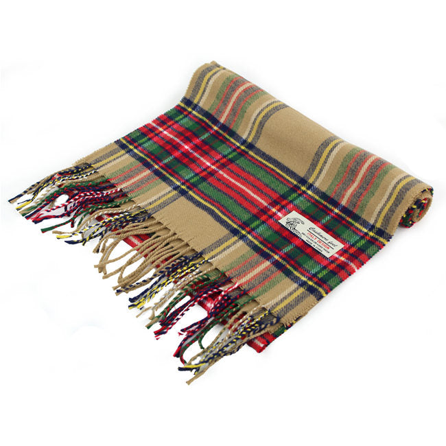Plaid Cashmere Feel Scarf 12-pack Camel CM28-2