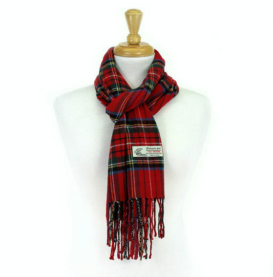 Plaid Cashmere Feel Scarf 12-pack Red CM28-4