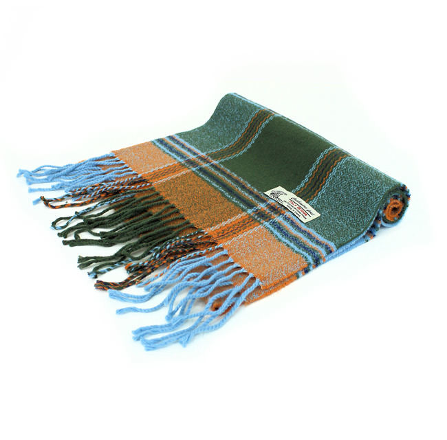 Plaid Cashmere Feel Scarf 12-pack Multi Green/blue/orange CM29-2