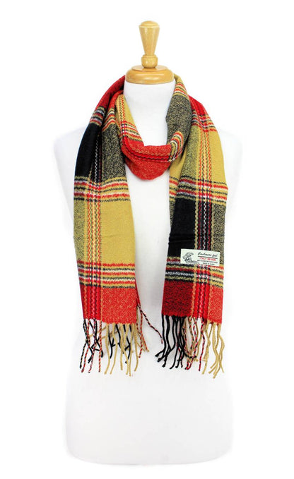 Plaid Cashmere Feel Scarf 12-pack Multi Black/red/camel CM29-4