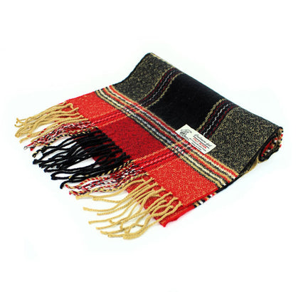 Plaid Cashmere Feel Scarf 12-pack Multi Black/red/camel CM29-4
