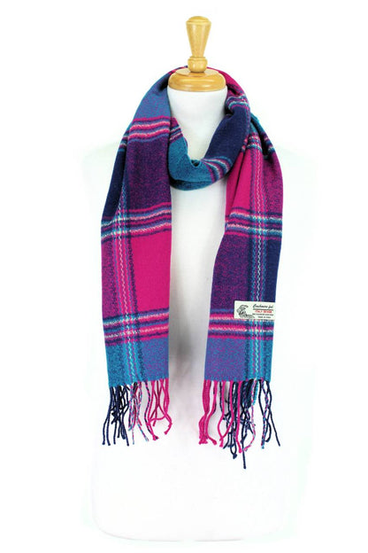 Plaid Cashmere Feel Scarf 12-pack Multi Purple/fuchsia/blue CM29-7