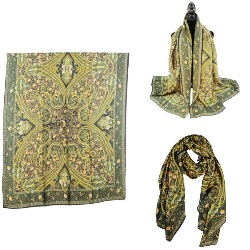 Women 35"X78" Oblong Silky Satin Scarf Shawl F11-13
