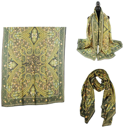 Women 35"X78" Oblong Silky Satin Scarf Shawl F11-13