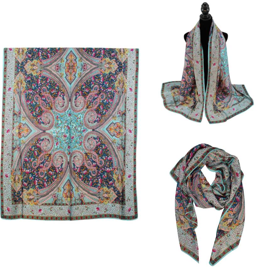 Women 35"X78" Oblong Silky Satin Scarf Shawl F11-15
