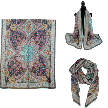 Women 35"X78" Oblong Silky Satin Scarf Shawl F11-15