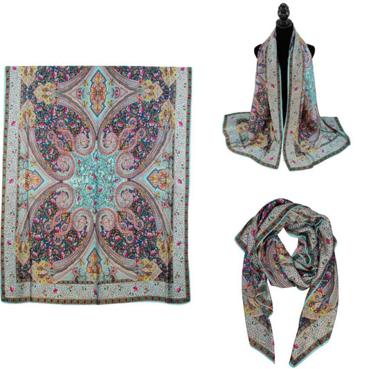 Women 35"X78" Oblong Silky Satin Scarf Shawl F11-15