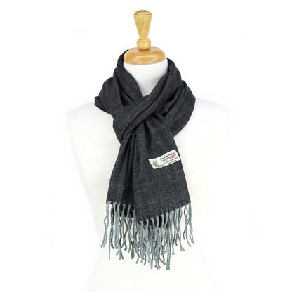 Herringbone Cashmere Feel Scarf 12-pack Dark Grey CM04-4