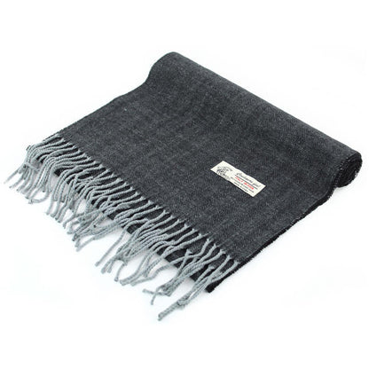 Herringbone Cashmere Feel Scarf 12-pack Dark Grey CM04-4