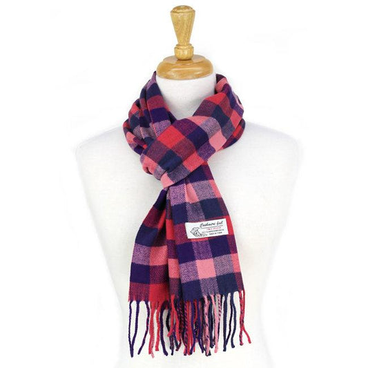 Small Checkers Cashmere Feel Scarf 12-pack Multi Pink CM03-1