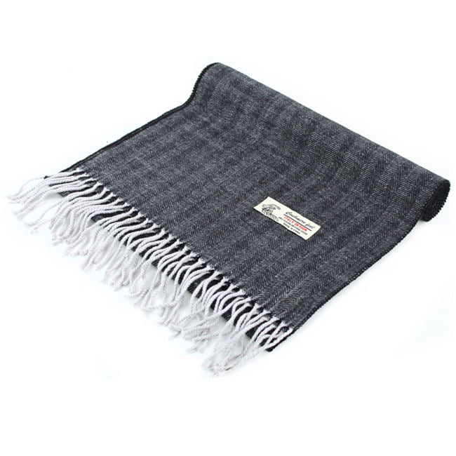 Herringbone Cashmere Feel Scarf 12-pack Grey CM04-8
