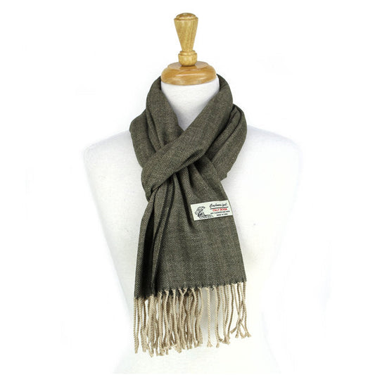 Herringbone Cashmere Feel Scarf 12-pack Light Brown CM04-3