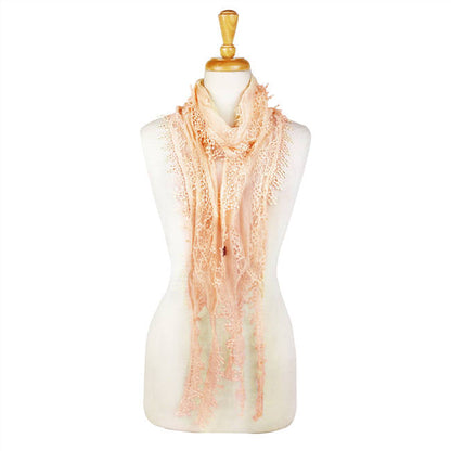 Fashion Lace Tassel Sheer Oblong Lightweight Scarf YH24